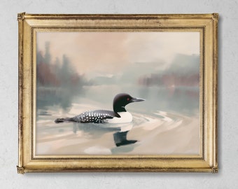 Loon Art Print | Digital Print | Printable Wall Art Poster | Bird Painting | Home Decor Download