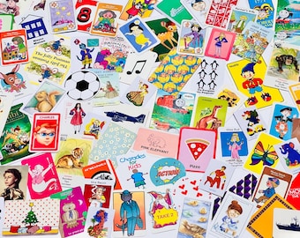 Vintage Children Cards & Family Games Cards Ephemera Mystery Pack x 50 Pieces - Flascards Snap Cards Junk Journal Scrapbooking Mixed Media