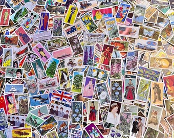 Vintage Tea Cards Mystery Pack x 100 Collectable Cards Ephemera For Scrapbooking Junk Journal