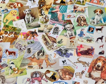 Vintage Ephemera Dogs & Puppies Themed Mystery Pack x 50 Pieces Ephemera For Scrapbooking Junk Journal
