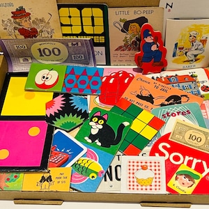 Paquete misterioso de efímeras de juegos antiguos x 50 piezas: para reutilizar, hacer álbumes de recortes, manualidades, collages de técnica mixta