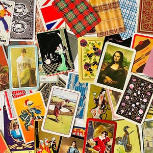 Set di carte da gioco vintage x 50 carte da scambio Carte retrò per effimeri, diario spazzatura, scrapbooking, artigianato di carta, tecniche miste