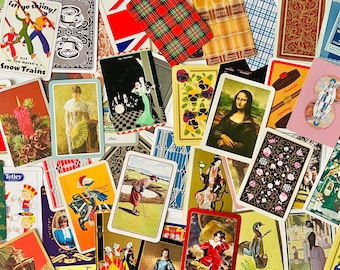 Vintage Playing Cards Set x 50 Swap Cards Retro Cards For Ephemera Junk Journal Scrapbooking Paper Crafts Mixed Media