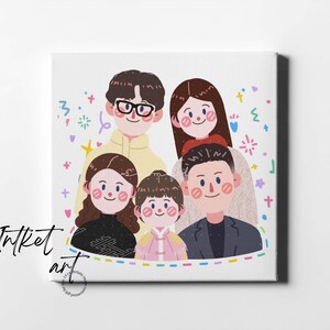 Benutzerdefinierte Paar Porträt Cartoon, süße Anime Karikatur - personalisiertes Jubiläum / Hochzeitsgeschenk, Familien Digital Art, Weihnachtsgeschenk