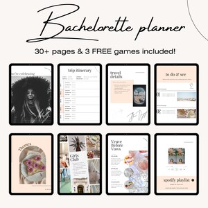 Modèle d&#39;itinéraire de célibataire | Itinéraire numérique Bachelorette | Modèle de toile modifiable de plus de 30 pages | Modèle de mariée personnalisable