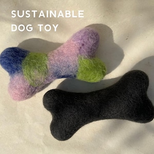 Eco friendly dog toy made from 100% wool | Felt bone puppy chew toy | eco conscious pet parents gift