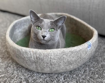 Cuccia per gatti in lana minimale / cuccia per gatti in feltro fatta a mano / Mobili per gatti moderni e sostenibili
