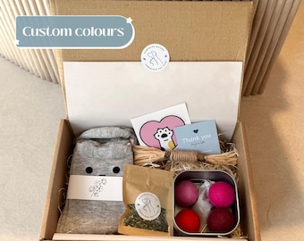 Personalised Cat mum gift box | natural cat toy set | conscious pet care present