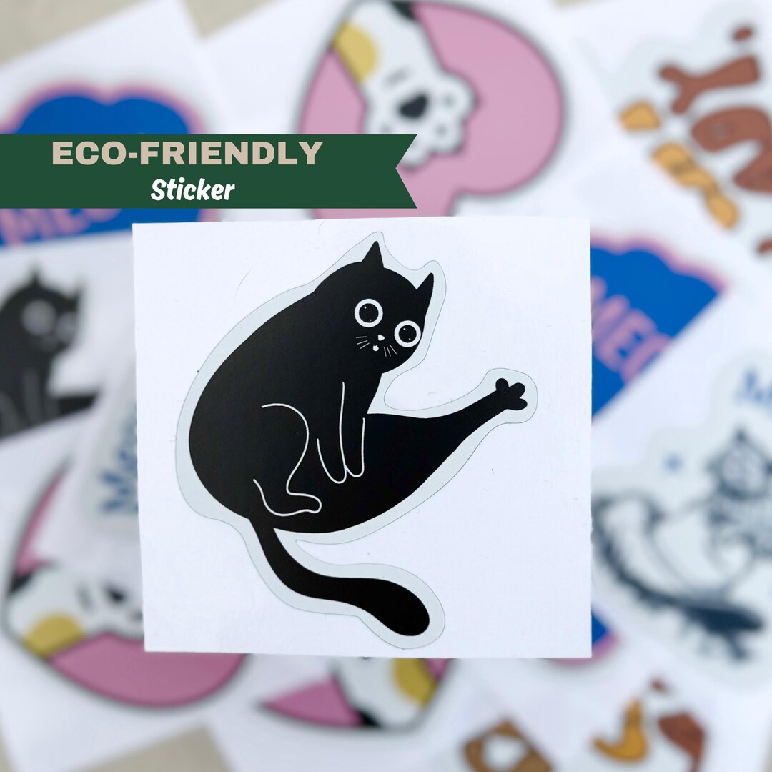 Funny Cat Sticker Black Cat Decal Cool Cat Vinyl Crazy Cat Sticker ...