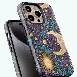 Celestial Phone Cases|Sun, Moon, Stars, Checkers, Whimsigoth|iPhone, Samsung Galaxy, Pixel image 6