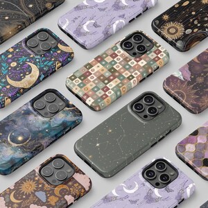 Celestial Phone Cases|Sun, Moon, Stars, Checkers, Whimsigoth|iPhone, Samsung Galaxy, Pixel image 2