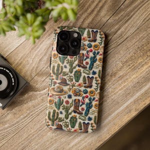 Western Phone Case | 3D Embroidery Effect|Cowgirl Pattern Cover for iPhone, Galaxy, Pixel