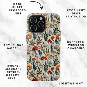 Mushroom Botanical Phone Case | Cottagecore Nature Design (MagSafe Compatible) afbeelding 2