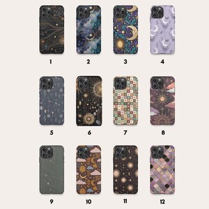 Celestial Phone Cases|Sun, Moon, Stars, Checkers, Whimsigoth|iPhone, Samsung Galaxy, Pixel image 3