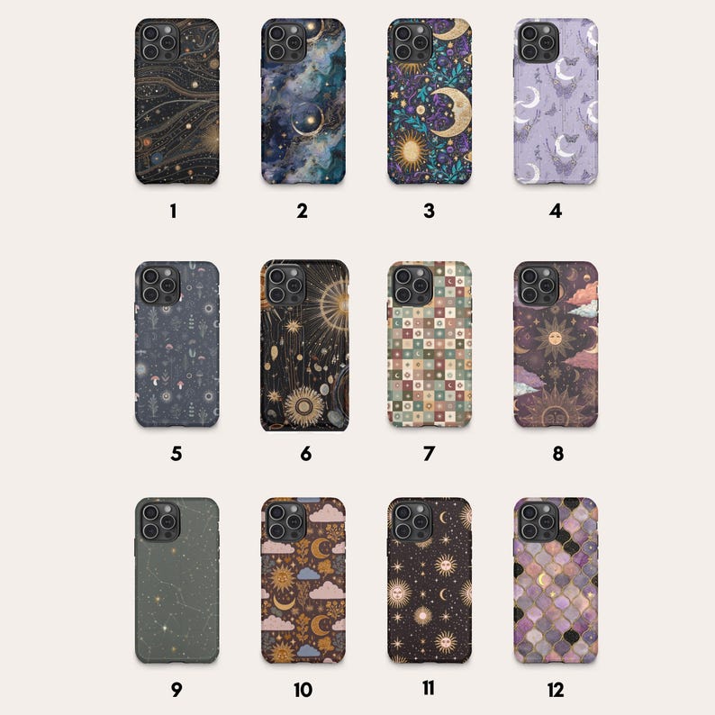 Celestial Phone Cases|Sun, Moon, Stars, Checkers, Whimsigoth|iPhone, Samsung Galaxy, Pixel image 3