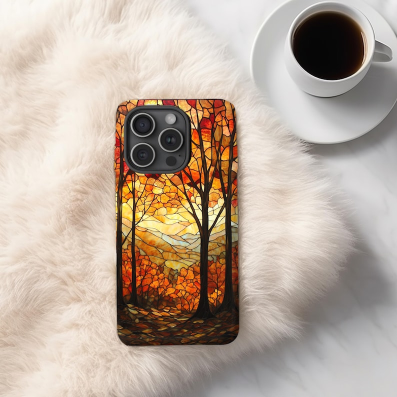 Autumn Phone Case|Stained Glass Fall Leaves |iPhone, Galaxy, Pixel image 3