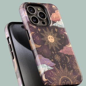 Celestial Phone Cases|Sun, Moon, Stars, Checkers, Whimsigoth|iPhone, Samsung Galaxy, Pixel image 11