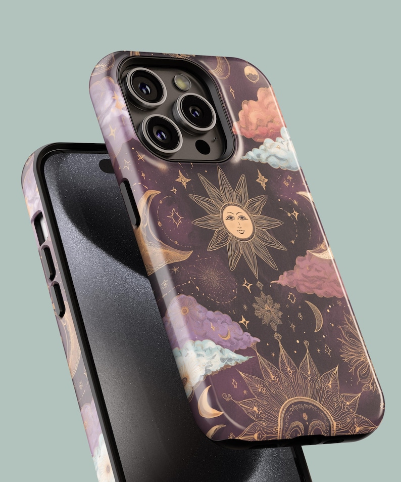 Celestial Phone Cases|Sun, Moon, Stars, Checkers, Whimsigoth|iPhone, Samsung Galaxy, Pixel image 11