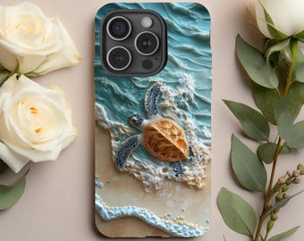 Sea Turtle Phone Case|3D Style Beach Phone Cover|iPhone,Samsung Galaxy,Pixel