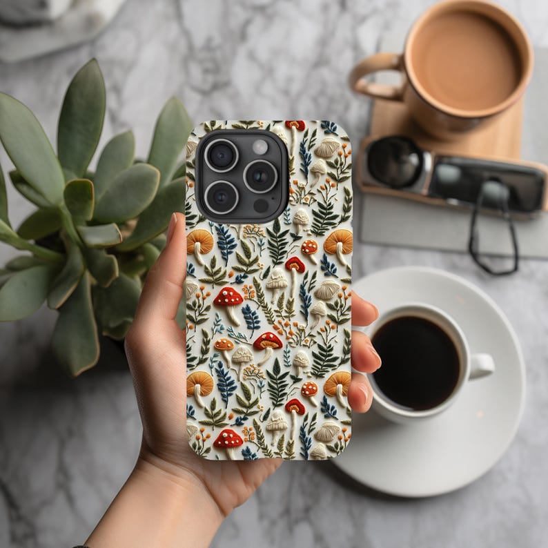 Mushroom Botanical Phone Case | Cottagecore Nature Design (MagSafe Compatible) afbeelding 7