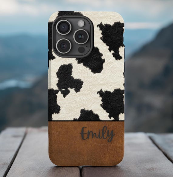 Custom Western Phone Case|faux Cowhide Phone Case|magsafe iPhone