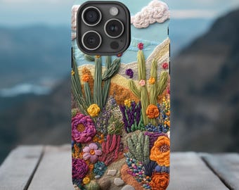 Funda para teléfono con diseño del desierto occidental/Funda con bordado 3D/MagSafe para iPhone 17 Air 16 16e 15 14 Pro Max 13 Mini12 11 Galaxy S25 S24 Pixel 9 Pro XL 8 7