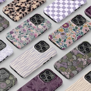 Purple Phone Covers|Floral, Striped, Checkers, Animal Print Phone Cases|iPhone, Galaxy, Pixel
