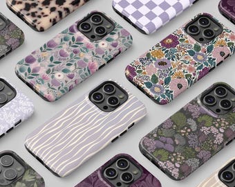 Purple Phone Covers|Floral, Striped, Checkers, Animal Print Phone Cases|iPhone, Galaxy, Pixel
