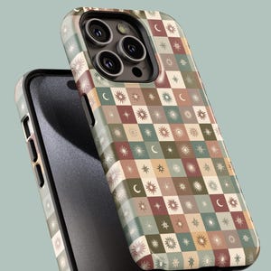 Celestial Phone Cases|Sun, Moon, Stars, Checkers, Whimsigoth|iPhone, Samsung Galaxy, Pixel image 10