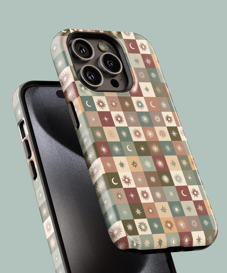 Celestial Phone Cases|Sun, Moon, Stars, Checkers, Whimsigoth|iPhone, Samsung Galaxy, Pixel image 10