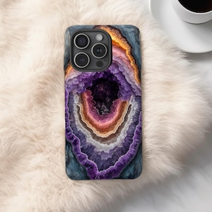 Amethyst Colorful Phone Case |Crystal Geode iPhone 16 Case|MagSafe iPhone 16 15 14 Pro Max 13 Mini 12 11 XR Samsung Galaxy S24 Pixel 9 Case