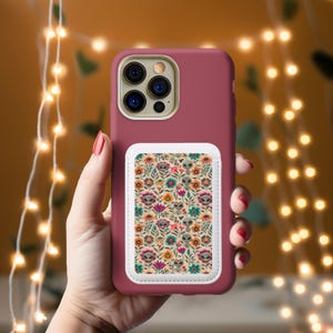 Tarjetero MagSafe de piel vegana, tarjetero magnético para teléfono, tarjetero con diseño de flores silvestres de Alien para iPhone