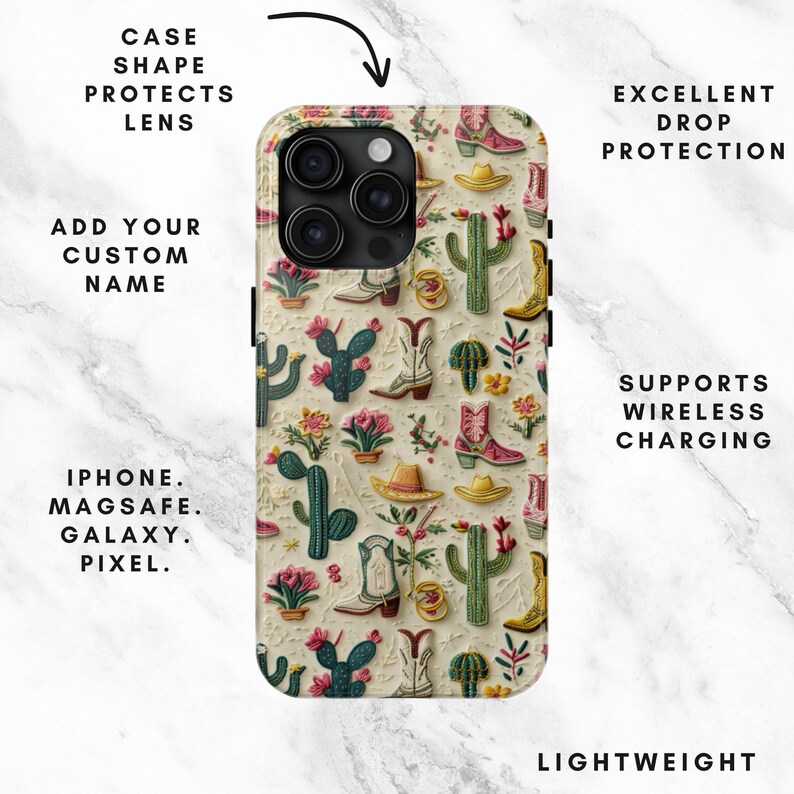 Western Phone Case| Embroidery-Style iPhone, Galaxy, Pixel image 2