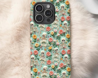 Floral Skull Phone Case, 3D Design | iPhone, Galaxy, Pixel