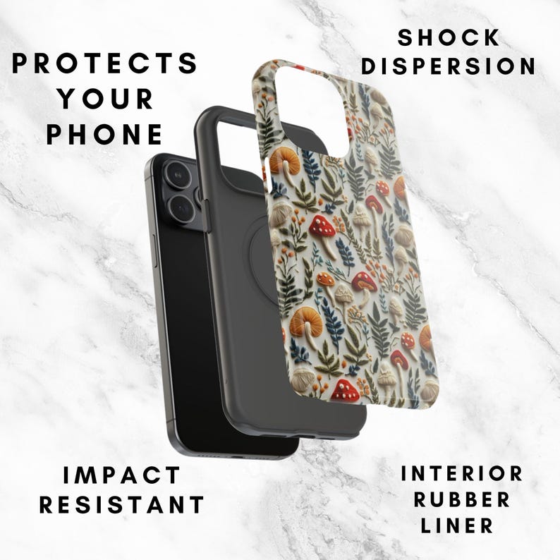 Mushroom Botanical Phone Case | Cottagecore Nature Design (MagSafe Compatible) afbeelding 4