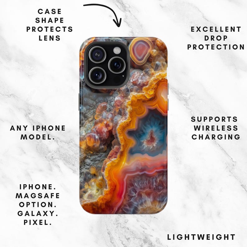 Colorful Nature Phone Case |Fire Agate Design|iPhone, Galaxy, Pixel Bild 2