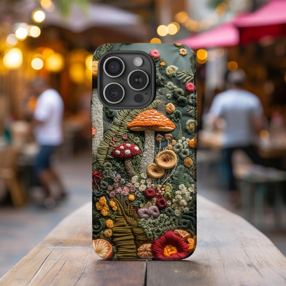 Mushroom Phone Case Botanical|Cottagecore Phone Cover|MagSafe iPhone 17 16e 16 15 14 Pro Max 13 Mini 12 11|Galaxy S25 S24 Ultra, Pixel 9 8