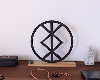 Wood Protection Bindrune: Viking Desk Decor, Norse Mythology Sign