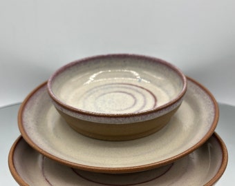 Handmade Medium Ceramic Plates, Autumn Purple Glaze, Serving Plates, Dinnerware Plates, Pasta Plates, Premium