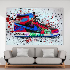 Jordan Graffiti Canvas Wall Art Air Jordan Canvas Wall Art Jordan 1 Graffiti Canvas Modern Graffiti Canvas Kids Room Decor ready to Hang Etsy Sweden