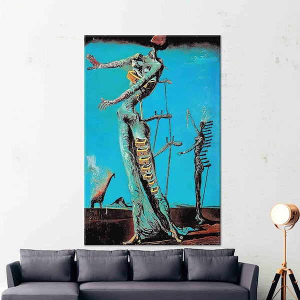 La girafe en feu, Salvador Dali, girafe de Dali, table célèbre, art mural classique, reproduction d'impression, art mural vintage, art sur toile célèbre