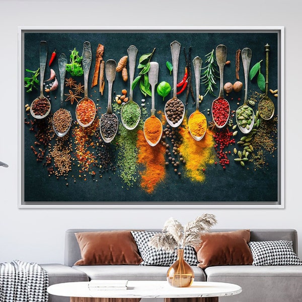 Indian Spices 3D Canvas, Kitchen Printed, Spices Kitchen Wall Art, Food Canvas Print, Kitchen Wall Art, Kitchen Decor, Indian Spices Art,