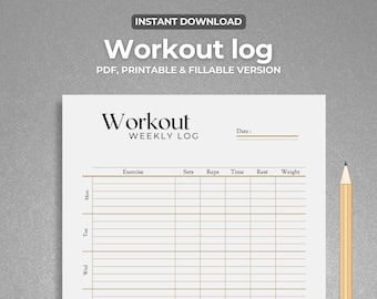 Wöchentliches Trainingsprotokoll zum Ausdrucken für Fitness, Calisthenics und andere Trainingsarten. Trainingsplaner, Calisthenics-Planer, Sofortiger Download