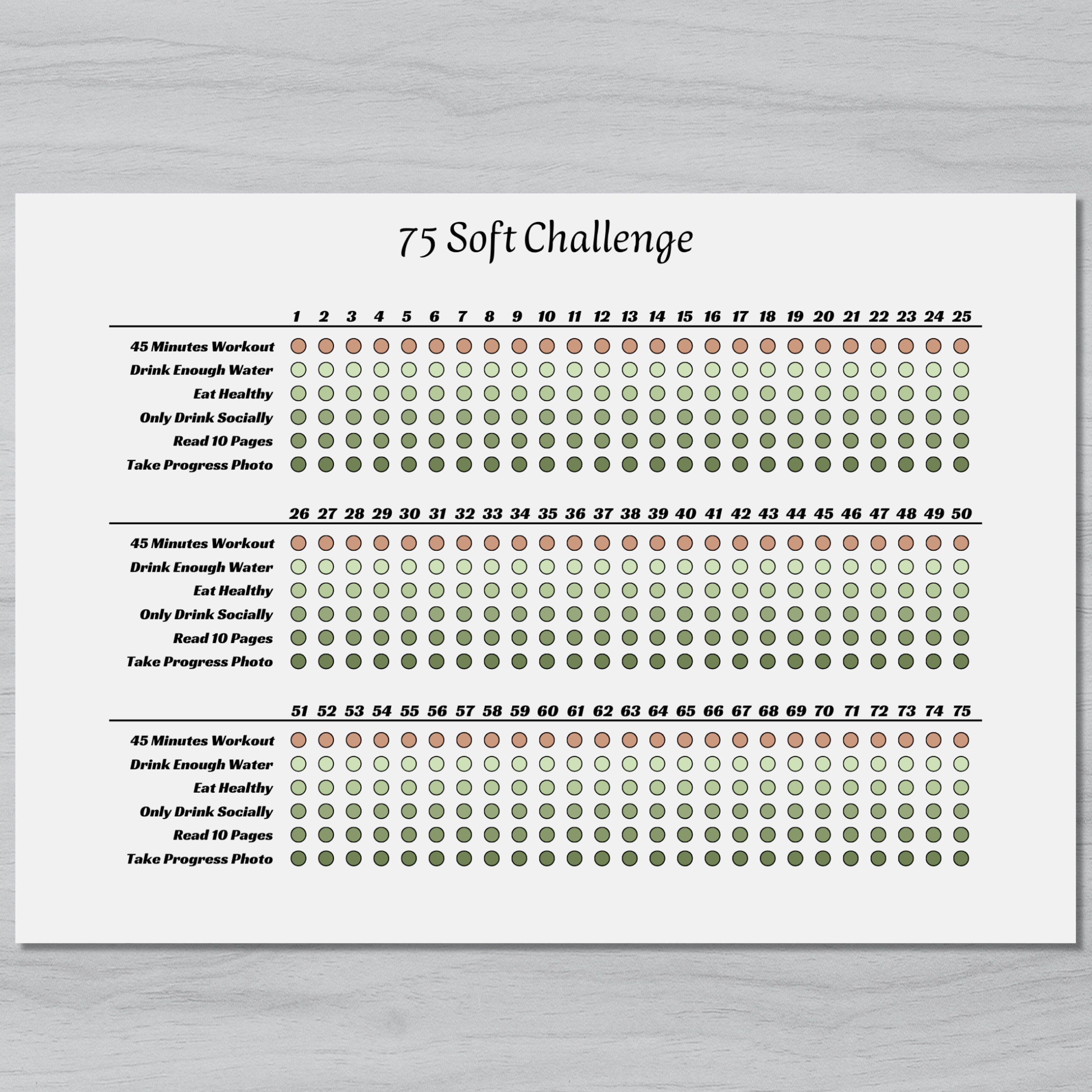75 Soft Challenge | Printable Tracker | Instant PDF Download | Digital ...