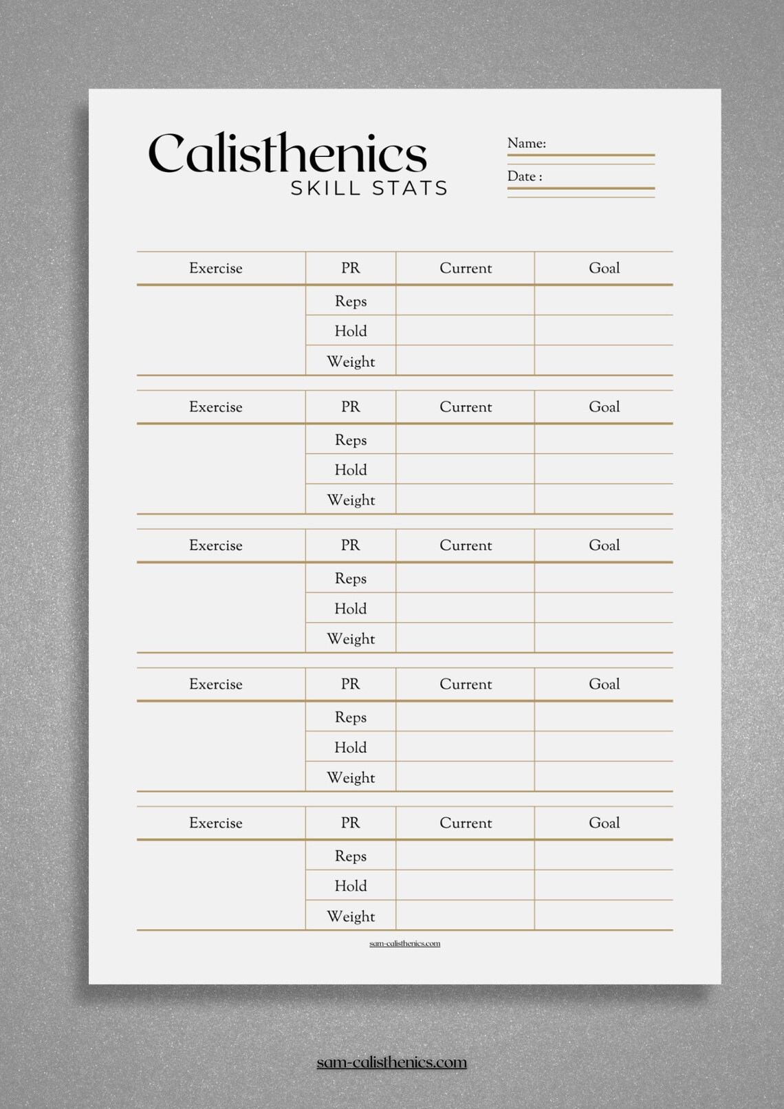 Calisthenics Skill Stats Tracker. Exercise Personal Record (PR) Tracker. Workout Tracker ...