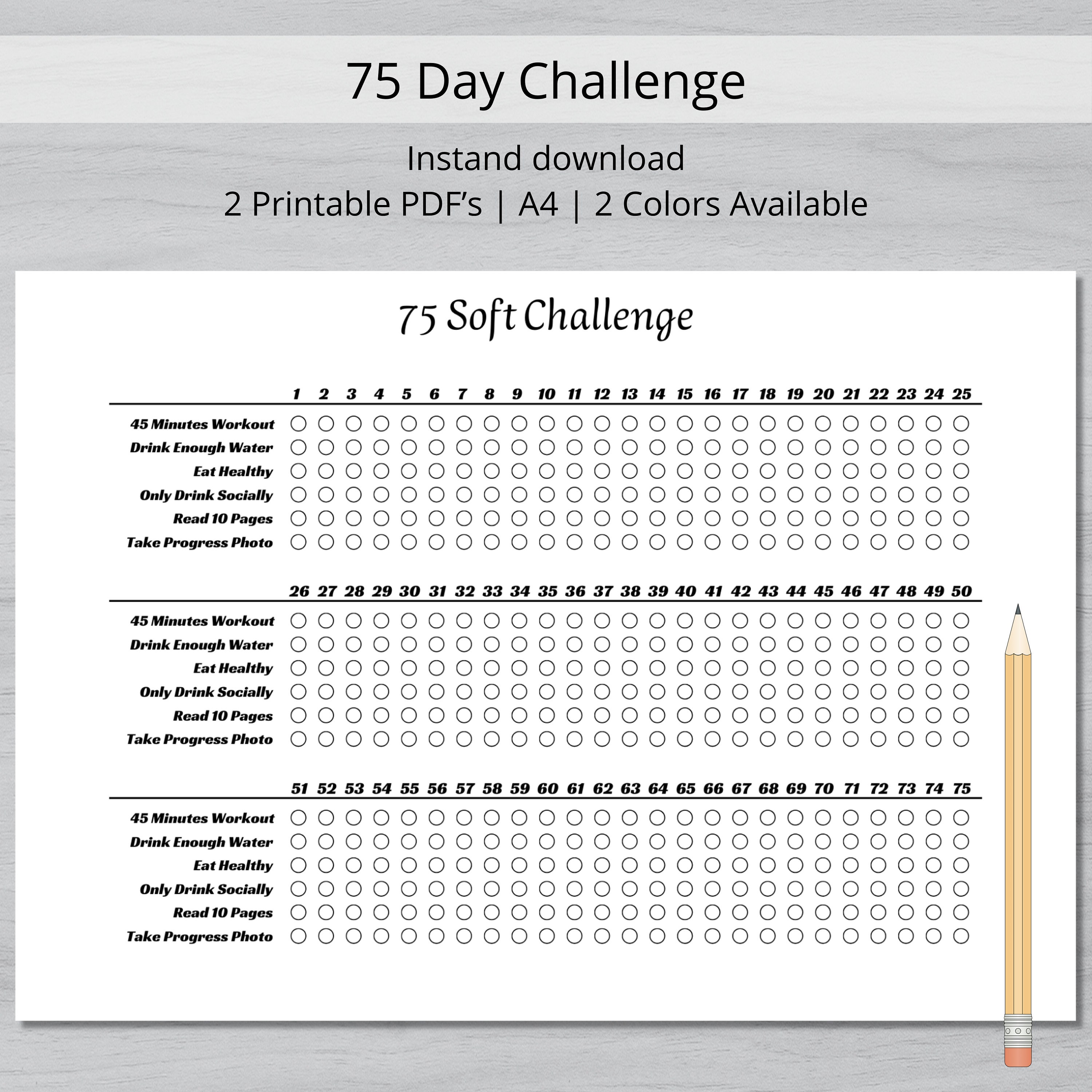 75 Soft Challenge | Printable Tracker | Instant PDF Download | Digital ...
