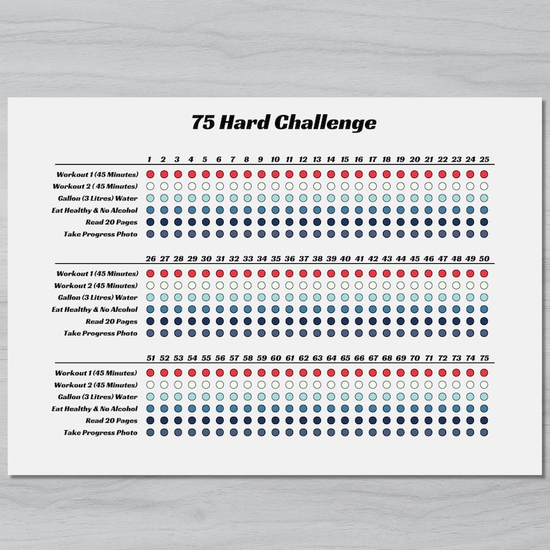 75 Hard Challenge Printable Tracker - Il 794xN.5906149643 Gdvv 