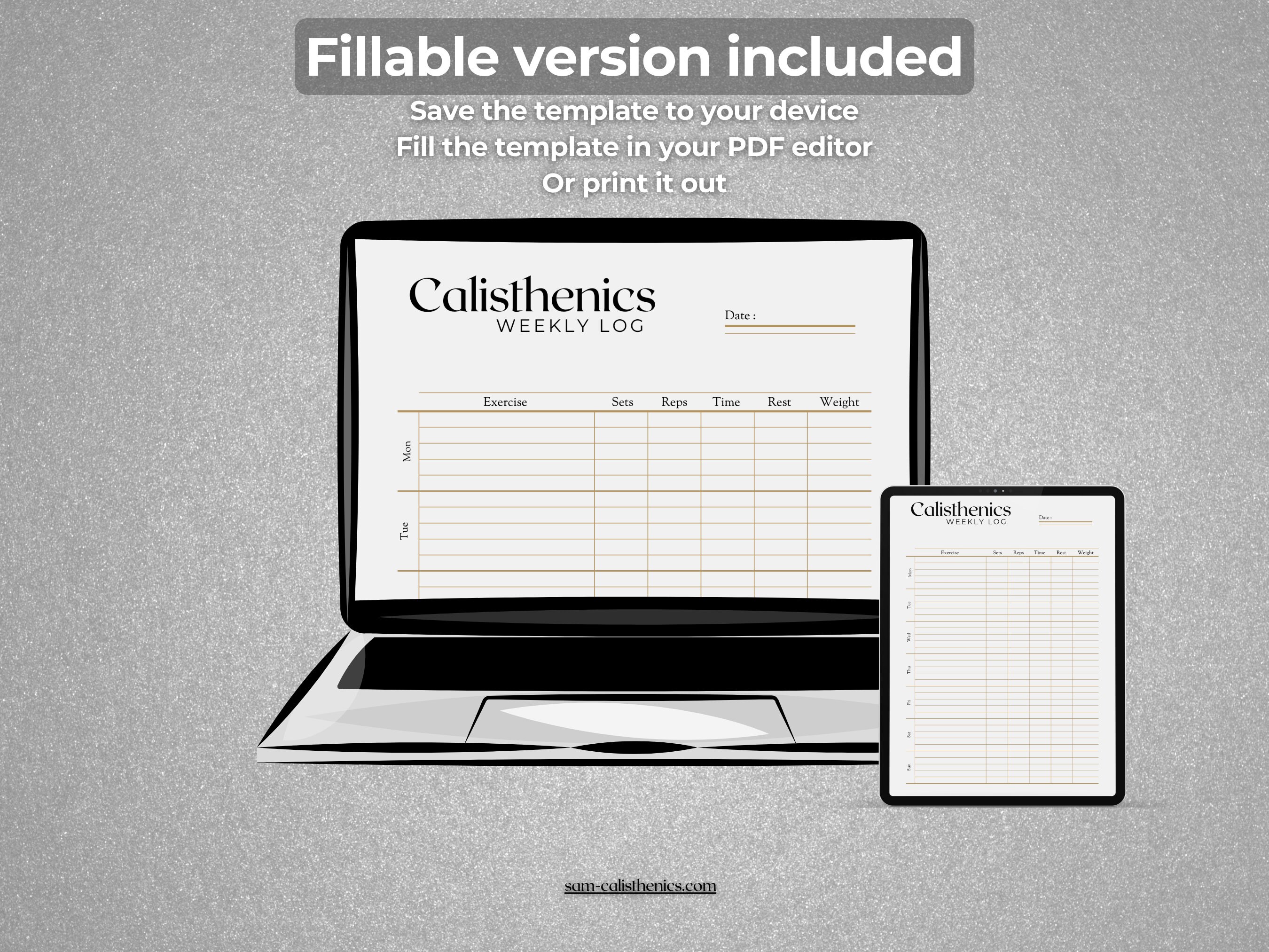 Weekly Calisthenics Log Printable for Calisthenics & Other Type of ...