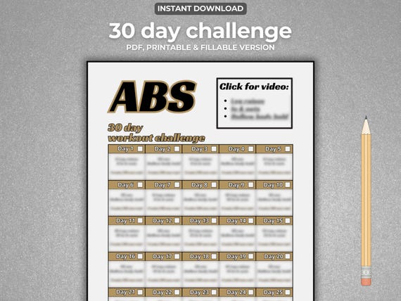 How to Get a Six Pack 30 Day Abs Workout Challenge Calisthenics Etsy