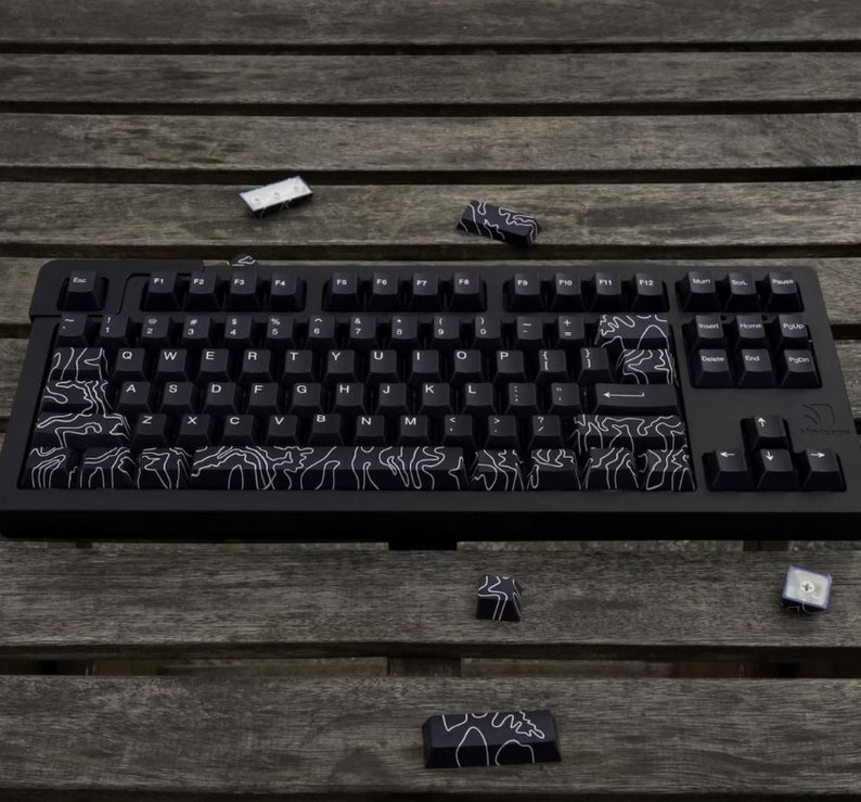 146PCS Black Canyon Theme Keycap Set, Black Keycaps, PBT Keycaps